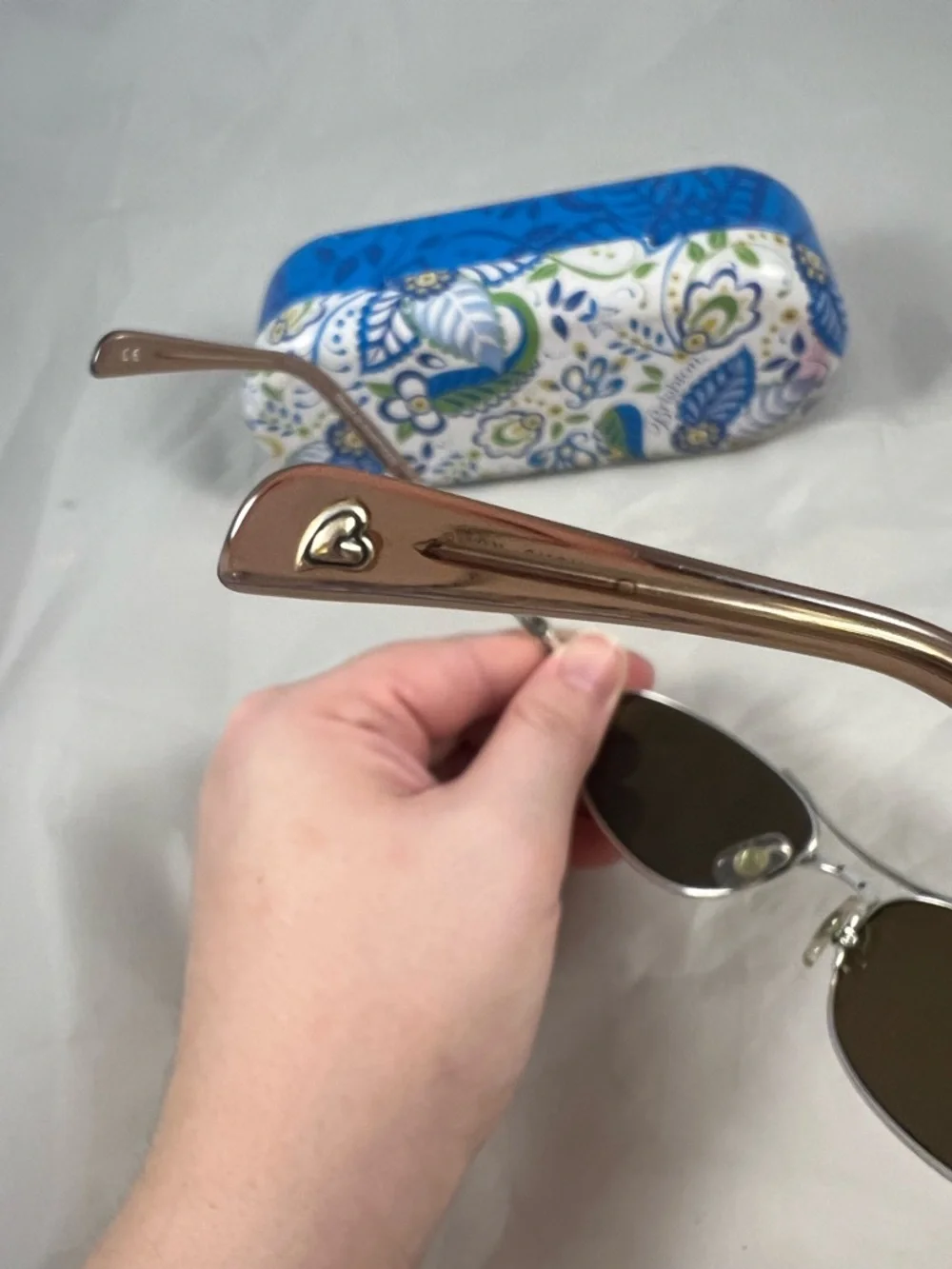 Brighton Women’s Silver Tone Floral Handmade Sunglasses With Case